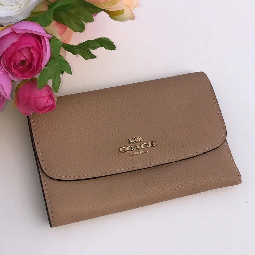 Coach Pale Pink Pebbled Leather Coach Wallet Soft Pink Coach Wallet Snap